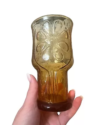Buy One Vintage 1970s Libbey BoHo Country Garden Daisy Amber Glass Tumbler 5-inch • 7.68£