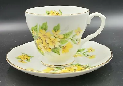 Buy Bone China Teacup & Saucer By Duchess Of England Yellow Primrose With Gold Trim • 14.48£