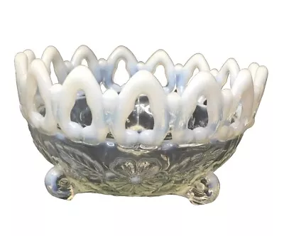 Buy Northwood White Opalescent Shell & Wild Rose Candy Bowl Dish Scalloped Edge VTG • 12.53£