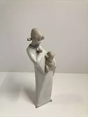 Buy Vintage 1970s NAO By Lladro Girl Holding Dog Porcelain Bisque Matte Figurine • 37.92£