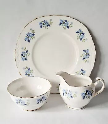 Buy Royal Vale White/Blue Flowers Bone China Cake Plate/Sugar Bowl/Milk Jug • 18£