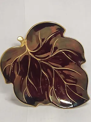 Buy Vintage Carlton Ware Leaf Candy Dish Jewelry Dish Handpainted Gold Edged Maroon  • 14.40£