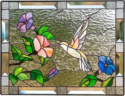 Buy Cardinal Stained Window Panel, Stained Glass Window Panel With Chain, Acrylic • 17.73£