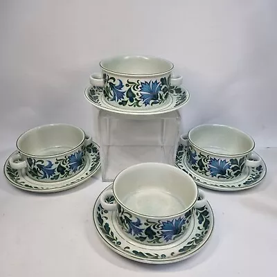 Buy Midwinter Stonehenge Soup Bowls And Saucers Set Of 4 Midcentury Modern Handled • 26.99£