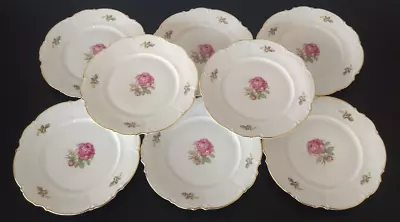 Buy Hutschenreuther Silvia Rose Fine Bavarian Porcelain Dinner Plates - Set Of 8 • 94.87£