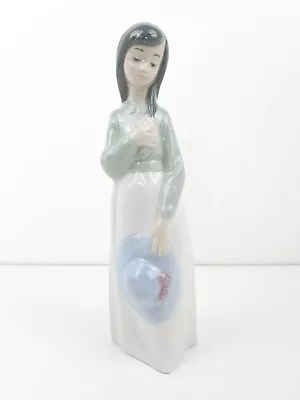 Buy Nao By Lladro “Becky”  Figurine Young Girl Holding Hat & Flowers • 12.99£