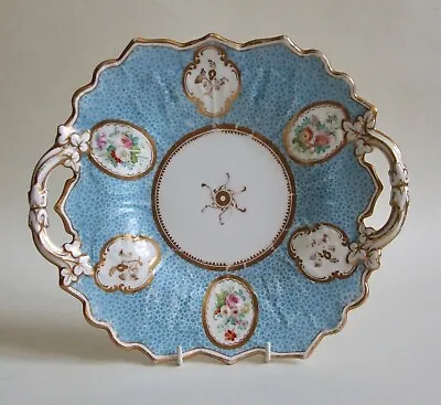 Buy Antique Georgian Porcelain Serving Plate With Handles Hand Painted Flowers 27cm • 14.99£