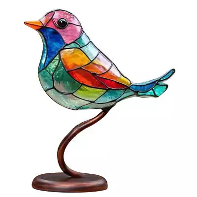 Buy Colorful Stained Glass Acrylic Birds On Branch Desktop Ornaments Home Decoration • 11.99£