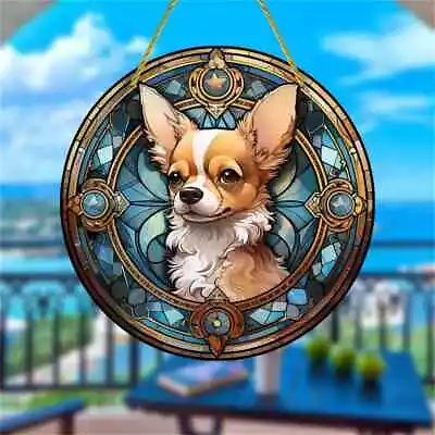 Buy Long Haired Chihuahua Design Suncatcher Stained Glass Effect Home Decor Gift • 6.95£