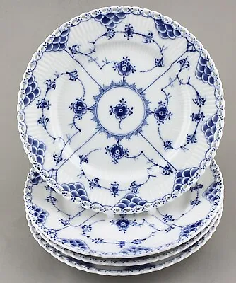 Buy Royal Copenhagen Blue Fluted Full Lace Musselmalet Dessert Plates X 4 1086 Mint! • 275£