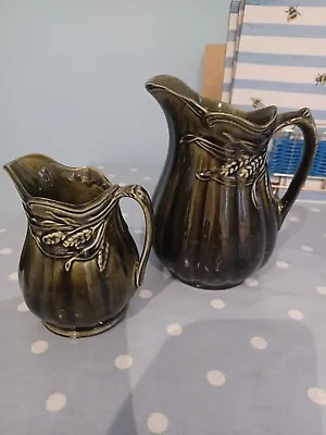 Buy Vintage 1940s Arthur Wood Two Different Size Green Jugs/vases • 12£
