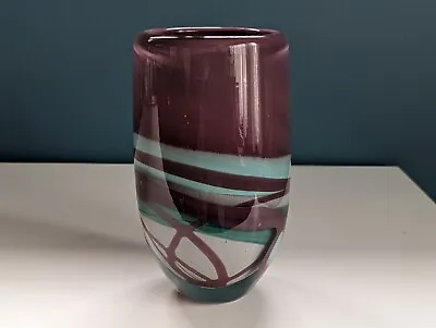 Buy Ron Stackland Studio Glass Vase Purple Art Glass 1981 • 115.29£