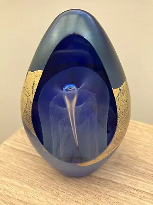 Buy Okra Irridescent Egg Blue Paperweight Midnight Fountain Ltd Edt R P Golding • 95£