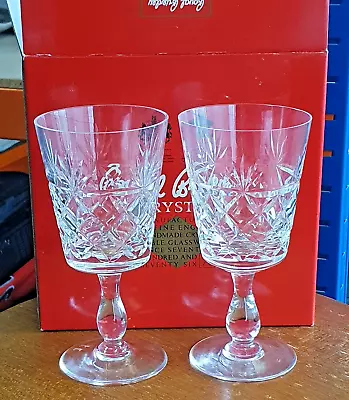 Buy RARE 2 X Boxed Royal Brierley Crystal 7  Tall Bruce Goblets Wine Glasses A/f • 45£
