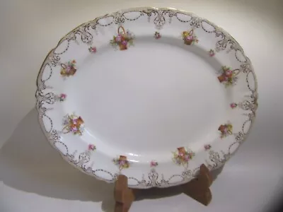 Buy Royal Doulton  Flower Basket Pattern Oval Serving Plate 33cm X 26cm . • 12.95£