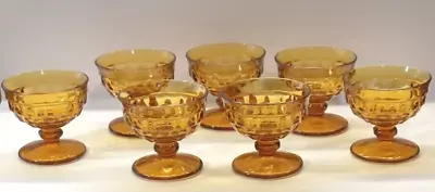 Buy Indiana Whitehall Amber Dessert Sherbet Dishes Stacked Cube Design. (7) A+ Cond! • 23.62£