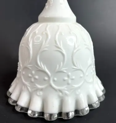Buy Fenton Silver Crest Spanish Lace Bell #3567-SC Milk Glass Vint. Ruffles Wedding • 18.82£