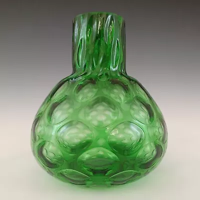 Buy Borske Sklo Green Glass Optical 'Olives' Vintage Vase • 45£