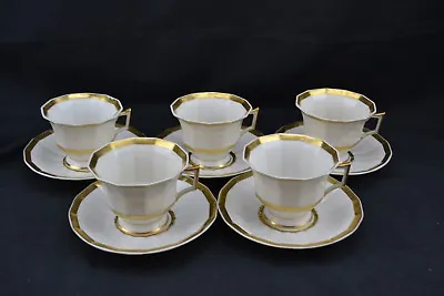 Buy Set 5 Cups Saucers Gold Crown Decorator Mark New York Dresden #2 • 38.78£