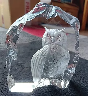 Buy Mats Jonasson Sweden  Glass Lead Crystal Collection Great Horned Owl Sculpture  • 25£
