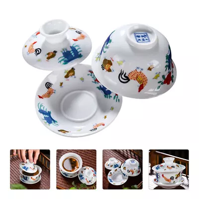 Buy Handmade Chinese Porcelain Gaiwan Tea Set With Lid And Saucer Traditional Cup- • 13.55£