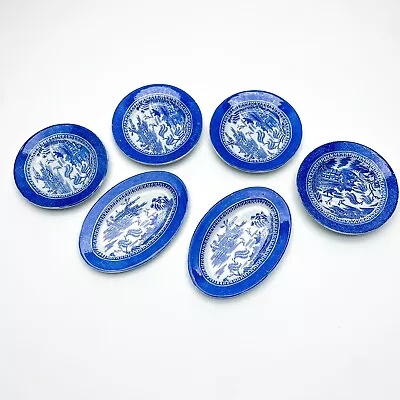 Buy 6pc Copeland Spode England Blue Willow Child’s Dishes Butter Pats • 28.62£