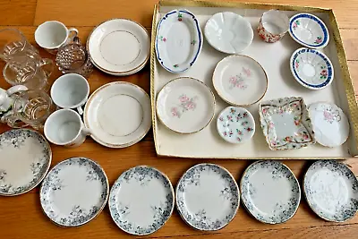 Buy Antique Miniature DISH SET Porcelain China Doll House Tea Federal Glass Mug Vtg • 123.48£