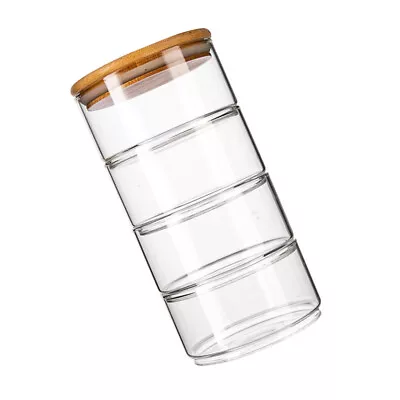 Buy  4 Pcs Bamboo Cover Fresh Bowl Glass Bottles With Lids Stackable Sealed Jar • 26.95£