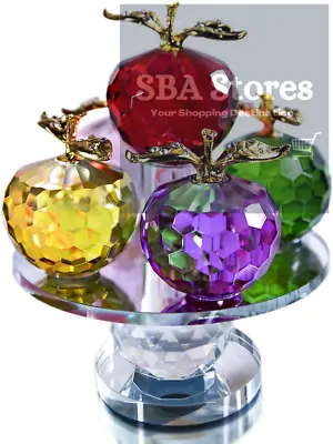 Buy QFkris 5.1inches Height, 5 Colors Crystal Faceted Apples Ornament, Glass Apple • 28.66£