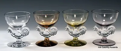 Buy MORGANTOWN CHANTICLEER ROOSTERS - 1930's- 4 VARIOUS CHAMPAGNE SHERBETS - MINT • 52.16£