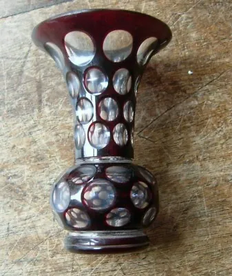 Buy Small Cut Glass Vase, Cranberry Glass Cut To Clear  • 45£