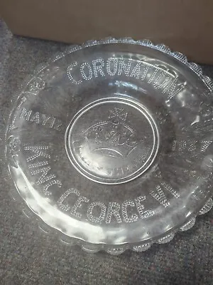 Buy Pressed Glass Plate Coronation King George Vi May 12 1937 God Save The King • 8£
