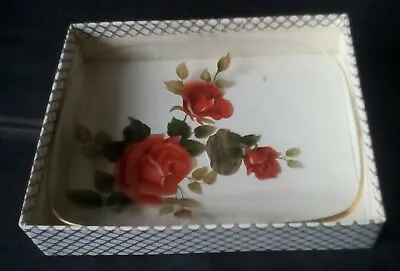 Buy Chance Glass Clear Pin Tray With Red Roses & Gilded Rim. Made In England. Boxed. • 3.99£