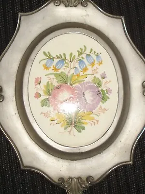Buy  Vintage German Zinn Pewter Picture Wall Decoration Flowery Pottery Design Nr • 19.91£