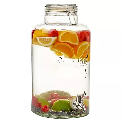 Buy 4-8 Litre Glass Beverage Drinks Dispenser Jug Jar Lid Juice Cocktail BBQ Party • 17.99£