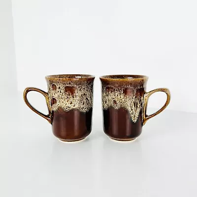 Buy Fosters Pottery Mugs X2 Honeycomb Drip Glaze MCM 60s 70s England Tea Coffee  • 14.99£