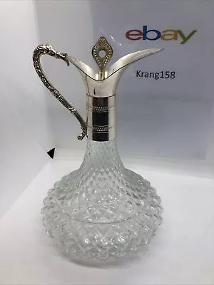 Buy Vintage Glass And Silver Plated Spouted Decanter WStop 9 Inch (read) • 15.75£