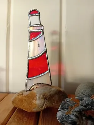 Buy Handmade Stained Glass Lighthouse Suncatcher On Stone • 20.50£