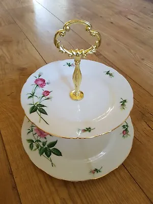 Buy ●●2 Tier Boxed Christine Holm Pink Rose China Cake/serving Stand  Free Post  • 26.95£