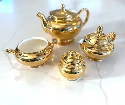 Buy Antique Geo. H. Bowman & Son Salem Ohio Decorated China Gold Tea Set 4pc • 42.69£