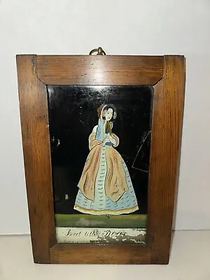 Buy Folk Art Painted Glass Likely 1800’s • 208.72£