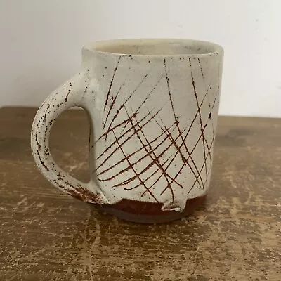 Buy Studio Pottery Cup Mug Sgraffito Ceramic Stoneware • 7.95£