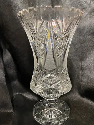 Buy Antique Vintage Deep Cut Lead Crystal Sawtooth-rimmed Vase • 378£
