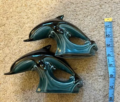 Buy Two Poole Pottery Dolphins C.1970’s Teal/Black • 6£