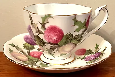 Buy Queen Anne DUNDEE THISTLE Fine Bone China Tea Cup & Saucer WHA DAUR MEDDLE WI’ME • 15£
