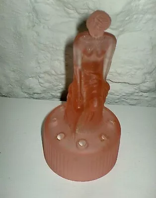 Buy Art Deco  Modest Charlotte Pink  Satin Glass Semi Nude Lady Flower Frog  • 29.99£
