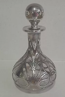 Buy Antique Art Nouveau Sterling Silver & Glass Perfume Scent Bottle DAMAGED • 40£
