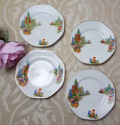 Buy Vintage 1930s Walled Garden Side Plates X 4 | 1930s Country Garden Plates X 4 • 10£