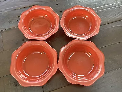 Buy 4 X Pyrex Sprayware Red Scalloped Edge Glass Bowls 1481 • 9.99£