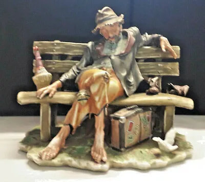 Buy In The Style Of Capodimonte Ceramic Tramp / Old Man On A Bench Marked Foreign • 39.99£